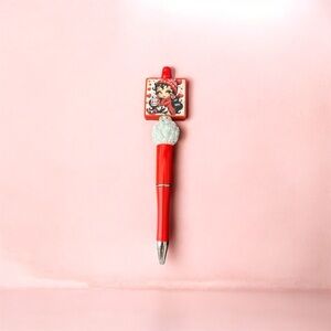 Red Decorative Pen with Character Design
